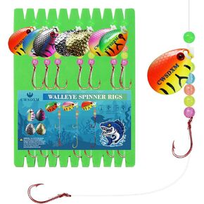 Walleye Rigs Kit, 41.5LB Spinner Rig Crawler Harness with Large Colorado Blades, 7PCS Pre-Rigged for Walleye & Perch Fishing, Worm Rig in Kuwait
