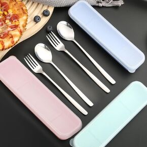 Portable Stainless Steel Cutlery Set – Compact Travel Flatware for Camping, Picnic, and Outdoor Dining Fruit Green in Kuwait