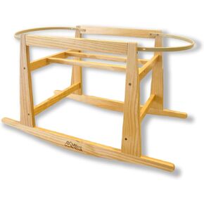 Milo & Nook Baby Moses Basket Stand – Solid Pine Wood Structure, Sturdy, Safe & Light Weight, Portable Rocking Bassinet for Baby, Newborn Sleeper, Baby Bassinet Bedside Sleeper. Basket Not Included. in Kuwait