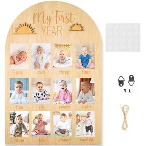 12 Monthly Picture Frame,One Year Birthday Wooden Photo Board, My First Year Milestone Photo Board Baby First year Wood Sign (Butterfly) in Saudi Arabia