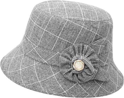 Vintage Fedora Floral Bucket Hat Women Bowler Cloche Hats in Saudi Arabia