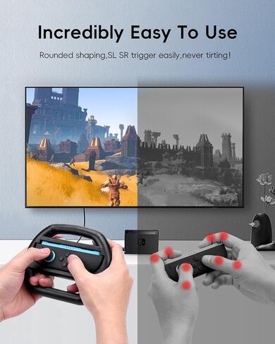 عجلات القيادة YipuVR متوافقة مع وحدة التحكم الاحترافية لعجلة القيادة Nintendos Switch 2، قطعتان من عجلات السباق المريحة مع قبضة مضادة للانزلاق، مناسبة للاستخدام مع صديق العائلة (عبوتان) in Kuwait