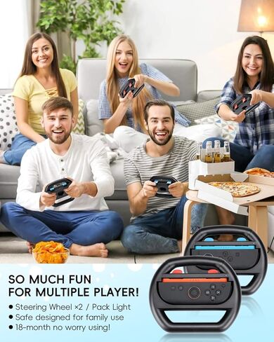 عجلات القيادة YipuVR متوافقة مع وحدة التحكم الاحترافية لعجلة القيادة Nintendos Switch 2، قطعتان من عجلات السباق المريحة مع قبضة مضادة للانزلاق، مناسبة للاستخدام مع صديق العائلة (عبوتان) in Kuwait