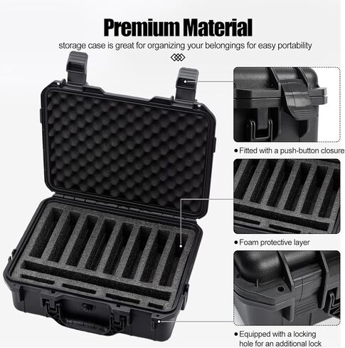 Hard Drive Case 3.5inch 10-Bay Multi-Protection HDD Storage Box Suitcase with Foam External Hard Drive Carrying Case Anti-Static Shock Moisture Proof for HDD/SSD/M.2 in Kuwait
