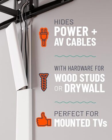 ECHOGEAR Drywall TV Mount & Cable Hider Kit - حامل حائط بدون مسمار لأجهزة التلفاز التي يصل وزنها إلى 100 رطل + غطاء سلك بطول 48 بوصة لإعداد نظيف وخالي من الأضرار - سهل التركيب وإمالة تقليل الوهج in Saudi Arabia