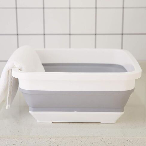 Ahyuan Collapsible Dish Pan Chopping Board Combo 10L Portable Washing Basin Dish Pan Foldable Dish Tub over the Sink Dishpan Camper Accessories for Travel Trailers (with Square) in Kuwait