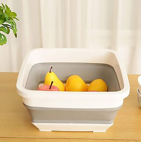 Ahyuan Collapsible Dish Pan Chopping Board Combo 10L Portable Washing Basin Dish Pan Foldable Dish Tub over the Sink Dishpan Camper Accessories for Travel Trailers (with Square) in Kuwait