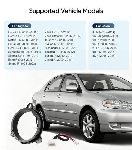 حلقة فاصل لمكبر الصوت بالباب الخلفي مقاس 6.5 بوصة متوافقة مع موديلات Toyota 1998-2023، موديلات Scion 2004-2014 ودعامة محول مكبر الصوت ومجموعة ترقية السرج (6.5 بوصة (زوج)) in Kuwait