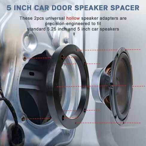 5 Inch Car Speaker Spacer Kit,Hollow Speakers Ring Adapter for 5" 5.25" Door Stereo Mounting Bracket,0.5" Depth Plastic Vehicle Audio Spacers 2PCS in Kuwait