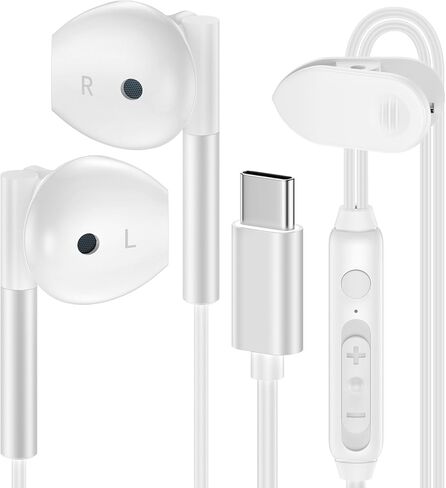 سماعات أذن سلكية USB C لهاتف Galaxy S25 S24 Ultra/S24 FE/S23/S22/S21/S20، سماعات رأس سلكية من النوع C مع ميكروفون لسماعات iPhone 16/16 Pro/16 Pro Max/16 Plus/15، iPad Pro، Pixel 9 8 7، One Plus9 in Kuwait