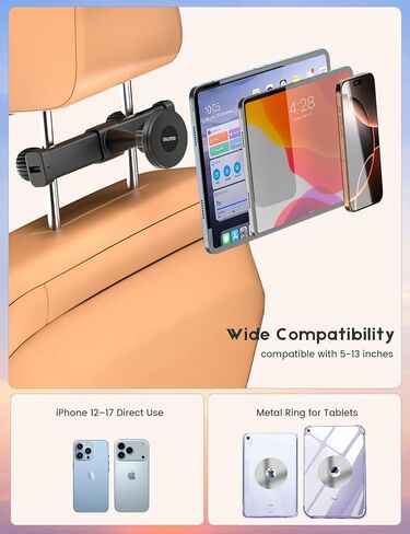 OHLPRO 2-Pack Magnetic Headrest Tablet Holder for Car Back Seat iPad Mount Compatible with Magsafe Phones Tablet iPad Pro Air Mini Galaxy Tab and Devices for Kids, Road Trip Essentials in Saudi Arabia
