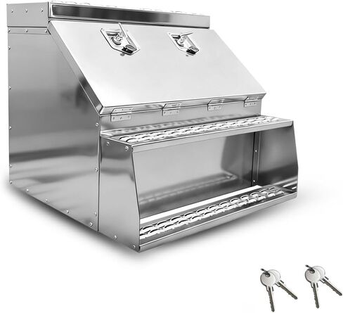 Heavy Duty Aluminum Tool Box, Truck Side Storage Saddle Step Box 29"x23"x18" Lockable Storage Waterproof Storage Organizer in Saudi Arabia
