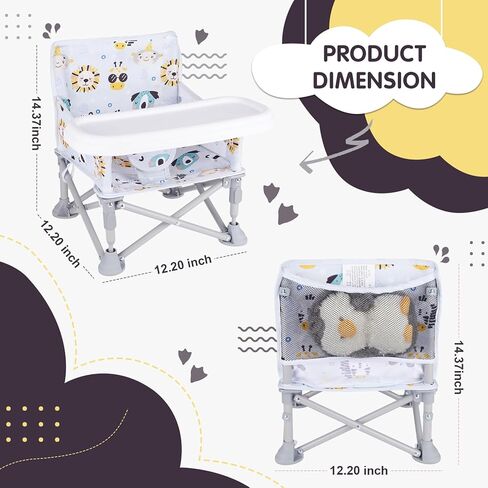 Portable Baby Chair, Folding Booster Seat with Tray for Dining Table Compact Camping Chair for Lawn Beach Travel Babies 6-36 Months in Saudi Arabia