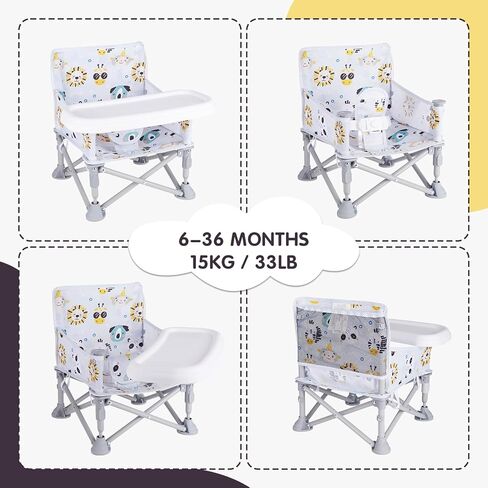 Portable Baby Chair, Folding Booster Seat with Tray for Dining Table Compact Camping Chair for Lawn Beach Travel Babies 6-36 Months in Saudi Arabia