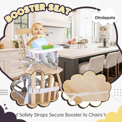 Portable Baby Chair, Folding Booster Seat with Tray for Dining Table Compact Camping Chair for Lawn Beach Travel Babies 6-36 Months in Saudi Arabia