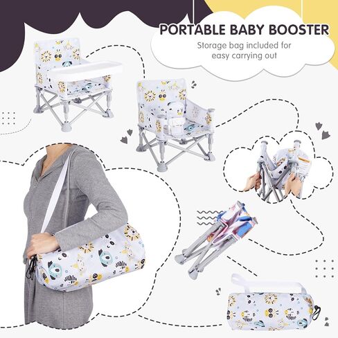 Portable Baby Chair, Folding Booster Seat with Tray for Dining Table Compact Camping Chair for Lawn Beach Travel Babies 6-36 Months in Saudi Arabia