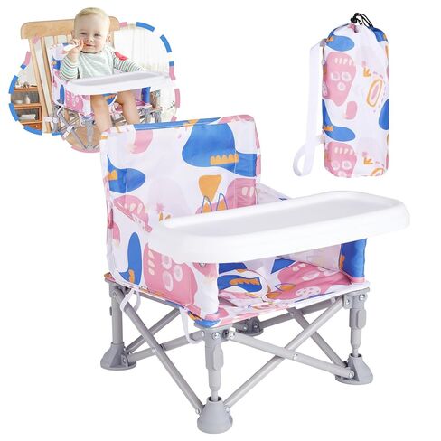 Portable Baby Chair, Folding Booster Seat with Tray for Dining Table Compact Camping Chair for Lawn Beach Travel Babies 6-36 Months in Saudi Arabia