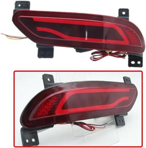 Riloer Red Lens LED Rear Bumper Reflector Light, Compatible with Chevrolet 2014-2019 Captiva, DRL Bumper Reflector Brake Tail Turn Signal Lights in Kuwait
