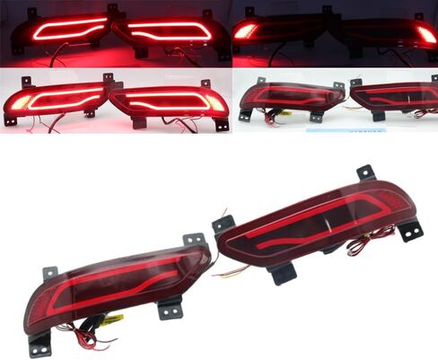 Riloer Red Lens LED Rear Bumper Reflector Light, Compatible with Chevrolet 2014-2019 Captiva, DRL Bumper Reflector Brake Tail Turn Signal Lights in Kuwait