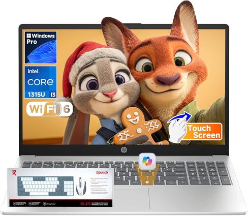 كمبيوتر محمول HP بشاشة لمس 15.6 بوصة 2026، الجيل الثالث عشر Intel i3-1315U (حتى 4.5 جيجا هرتز)، شاشة 15.6 بوصة مضادة للتوهج، Wins 11 Pro، Wi-Fi 6، AI Copilot للأعمال والمدرسة، مجموعة KB حاصلة على براءة اختراع (16 جيجابايت ذاكرة وصول عشوائي | 512 جيجابايت  in Kuwait