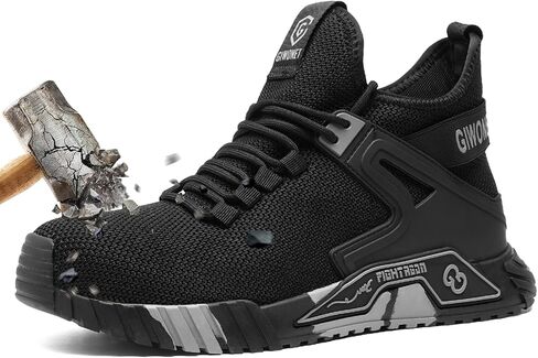 Steel Toe Boots for Men Women Breathble Lightweight Work Boots Slip Resistant High Top Safety Composite Toe Work Indestructible Construction Shoes zapatos de trabajo para hombresBlack 44W,Black,10.5 in Saudi Arabia