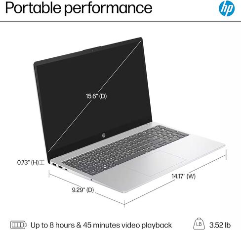 HP 2025 Business 15.6" HD Touch Laptop, 6-Core Intel i3 Processor (Upto 4.4GHz), 16GB RAM, 1TB Storage (512GB SSD+500GB Ext), Long Battery, MarxsolAccessory, Lifetime Microsoft Office, Win 11 Pro in Saudi Arabia