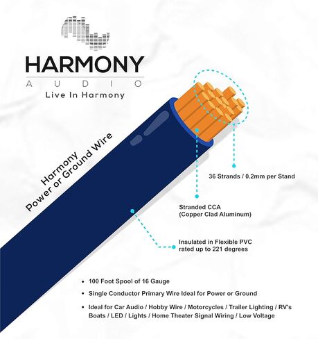 Harmony Audio Primary Single Conductor 16 Gauge Power or Ground Wire - 10 Rolls - 1000 Feet - Color Mix for Car Audio/Trailer/Model Train/Remote in Saudi Arabia