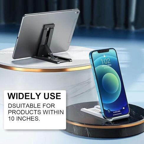 2 Adjustable Phone Stands, Foldable Desktop Holders for Smartphones & Tablets, Compatible with Various Devices (Black/White) in Saudi Arabia