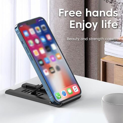 2 Adjustable Phone Stands, Foldable Desktop Holders for Smartphones & Tablets, Compatible with Various Devices (Black/White) in Saudi Arabia