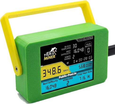 NerdMiner V2 max 350K 2.8in Display BTC Bitcoin Lottery Miner Solo Mining Crypto Mining Hardware BTC Table Gadget, Low Power USB Miner Alternative, Mini BTC Miner for Beginners (Green) in Saudi Arabia