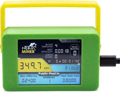 NerdMiner V2 max 350K 2.8in Display BTC Bitcoin Lottery Miner Solo Mining Crypto Mining Hardware BTC Table Gadget, Low Power USB Miner Alternative, Mini BTC Miner for Beginners (Green) in Saudi Arabia