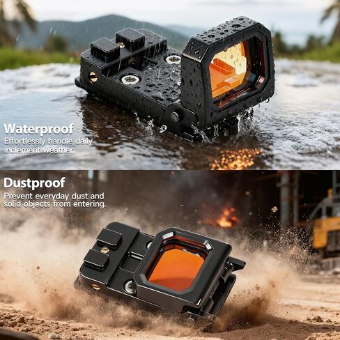 جهاز رؤية النقطة الحمراء الدقيقة القابل للطي مع قاعدة مرتفعة - طقم تثبيت عالمي للمسدسات والبنادق، متوافق مع قضبان Glock MOS وRMR وPicatinny in Kuwait