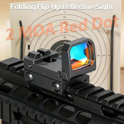 جهاز رؤية النقطة الحمراء الدقيقة القابل للطي مع قاعدة مرتفعة - طقم تثبيت عالمي للمسدسات والبنادق، متوافق مع قضبان Glock MOS وRMR وPicatinny in Kuwait