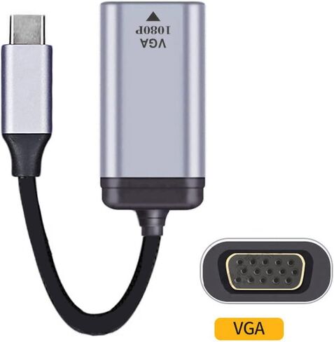 chenyang CY USB-C USB 3.1 Type C to VGA 1080p HDTV Adapter Cable with Silver Case for Mac & Laptop in Saudi Arabia