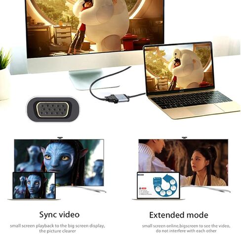 chenyang CY USB-C USB 3.1 Type C to VGA 1080p HDTV Adapter Cable with Silver Case for Mac & Laptop in Saudi Arabia
