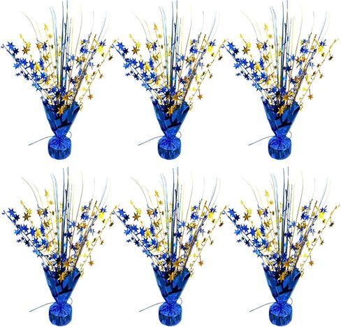 6 Pack Metallic Foil Spray Table Centerpiece Decoration Star Brust Glitter Table Topper Decor for Birthday Circus Casino Graduation Christmas New Year's Eve Party Supplies Red Gold in Kuwait