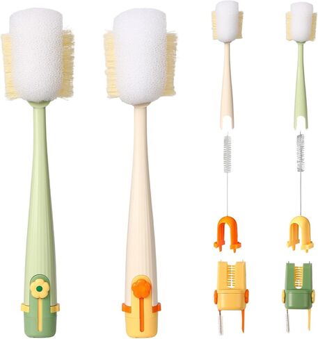 5-in-1 Bottle Cleaning Brush Set,Multifunctional Bottle Brush Cleaner,Bottle Brush Set,Long Handle Water Bottle Cleaner Brush,Straw Cleaner Brushs for Bottles Tumblers Glass Cups (Yellow+Green) in Saudi Arabia