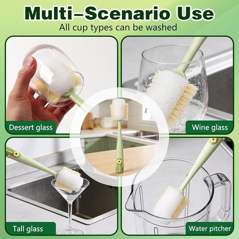 5-in-1 Bottle Cleaning Brush Set,Multifunctional Bottle Brush Cleaner,Bottle Brush Set,Long Handle Water Bottle Cleaner Brush,Straw Cleaner Brushs for Bottles Tumblers Glass Cups (Yellow+Green) in Saudi Arabia