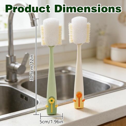 5-in-1 Bottle Cleaning Brush Set,Multifunctional Bottle Brush Cleaner,Bottle Brush Set,Long Handle Water Bottle Cleaner Brush,Straw Cleaner Brushs for Bottles Tumblers Glass Cups (Yellow+Green) in Saudi Arabia