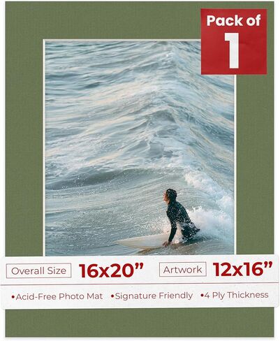12x16 Mat for 16x20 Frame - Precut Mat Board Acid-Free White 12x16 Photo Matte Made to Fit a 16x20 Picture Frame, Premium Matboard for Family Photos, Show Kits, Art, Picture Framing, Pack of 1 Mat in Saudi Arabia