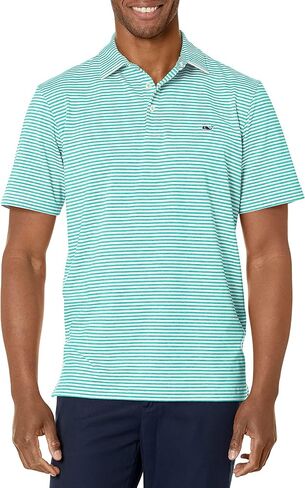 vineyard vines Heathered Winstead Sankaty Performance Polo, Wht/Yacht Blu/Amer, XL in Saudi Arabia