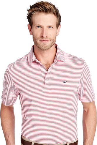 vineyard vines Heathered Winstead Sankaty Performance Polo, Wht/Yacht Blu/Amer, XL in Saudi Arabia