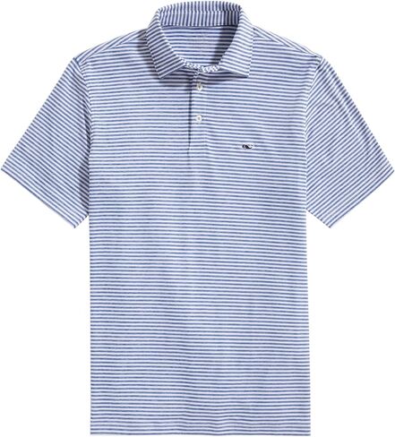 vineyard vines Heathered Winstead Sankaty Performance Polo, Wht/Yacht Blu/Amer, XL in Saudi Arabia