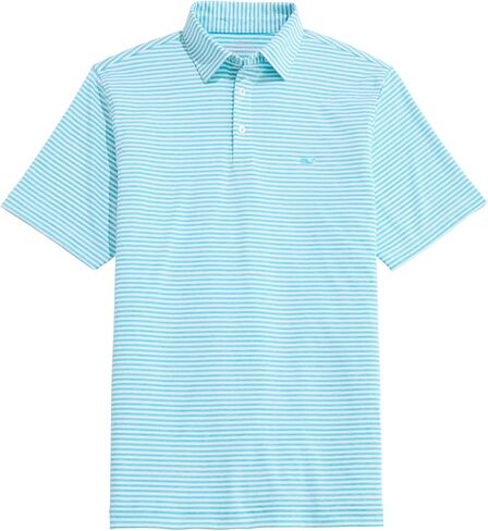 vineyard vines Heathered Winstead Sankaty Performance Polo, Wht/Yacht Blu/Amer, XL in Saudi Arabia