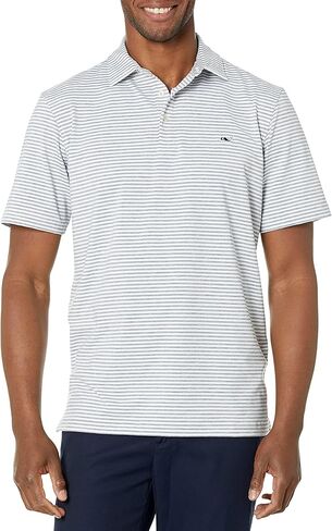 vineyard vines Heathered Winstead Sankaty Performance Polo, Wht/Yacht Blu/Amer, XL in Saudi Arabia