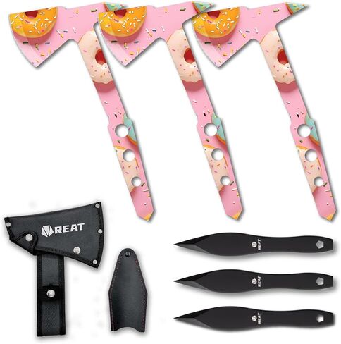 محاور رمي وسكاكين من REAT بغمد من النايلون، تصميم تانغ كامل مقاس 10.5 بوصة للعبة الرمي في الفناء الخلفي والترفيه والمنافسة in Kuwait