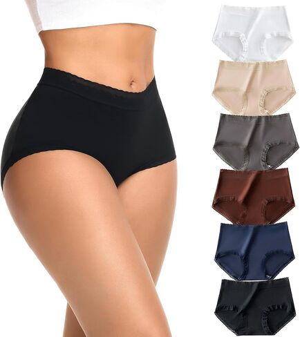 Mcool Mary Women's Underwear,Lyocell Panties for Women, Ultra Soft Ladies Briefs,Full Coverage, Sleep Briefs with Lace 6 Pack in Saudi Arabia