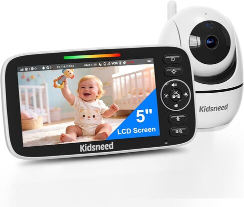 Kidsneed Baby Monitor with Camera and Audio - 5 inch 720P Video Baby Monitor, No WiFi, 48H Battery Life, Night Vision, Two Way Talk, Remote Pan Tilt Zoom, Thermal Monitor，1000 ft Range（530） in Kuwait
