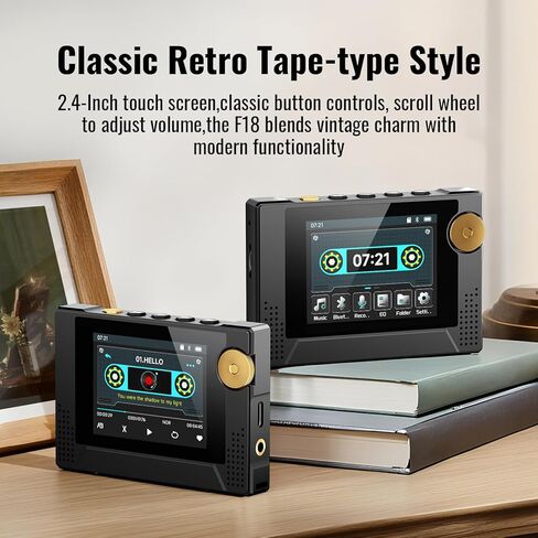 مشغل MP3 Phinistec F18 Retro بسعة 64 جيجابايت مع حافظة PU، مكبر صوت عالي الدقة، مشغل كاسيت MP3، واجهة مستخدم ديناميكية قديمة، شكل محرك الشريط، مشغل موسيقى MP3 بلوتوث محمول، عمر بطارية طويل 50 ساعة in Kuwait
