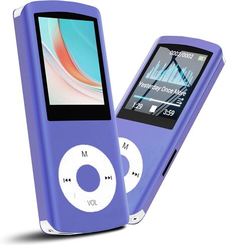 64GB MP3 Player, Hotechs MP3 Music Player with Slim Classic Digital LCD 1.82'' Screen Mini USB Port with FM Radio, Voice Record (Purple) in Saudi Arabia